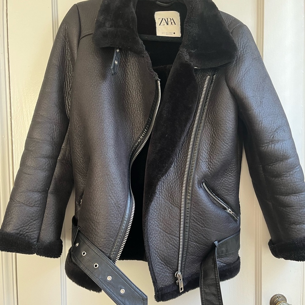 Zara black biker jacket - size S
